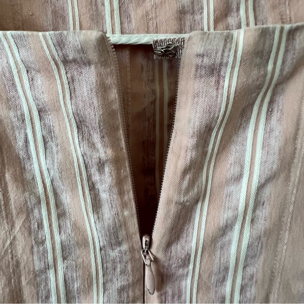 ALEXIS The Brandy Striped Linen Blend Ruffle Mini Dress Rose Pink Small - Picture 12 of 16